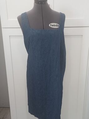 LC Lauren Conrad Dark Blue Denim-Style Shift Dress